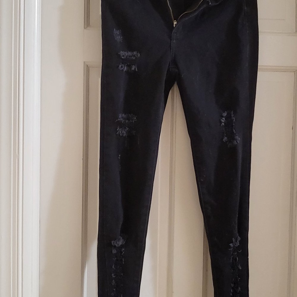 Black denim torn Mashed potatoes jeans